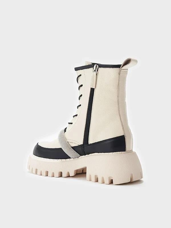 FLOTTER TAŞLI KEMER DETAYLI KREM