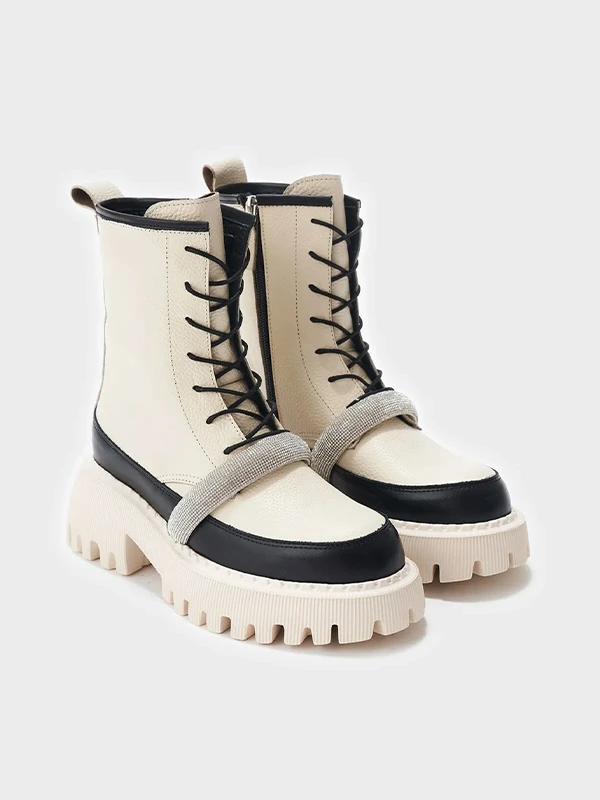 FLOTTER TAŞLI KEMER DETAYLI KREM