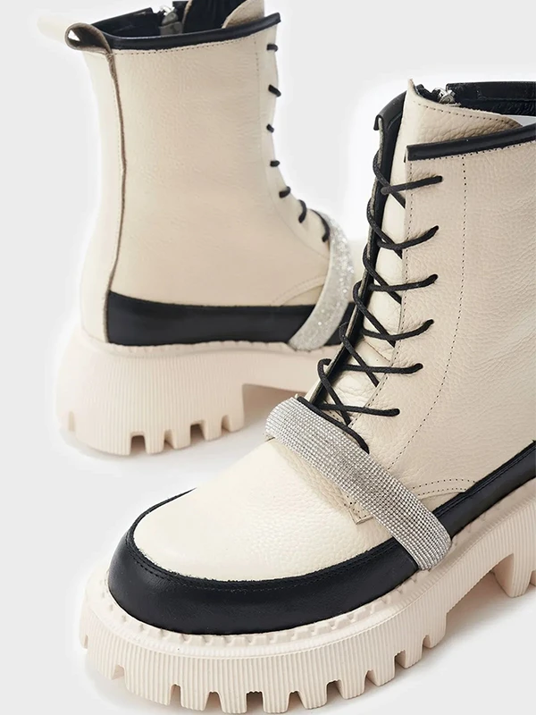 FLOTTER TAŞLI KEMER DETAYLI KREM