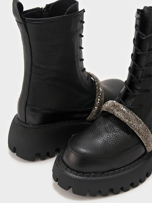 FLOTTER TAŞLI KEMER DETAYLI SİYAH