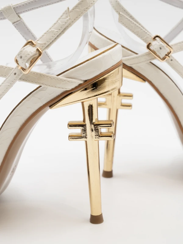 GOLD METAL TOPUK DETAYLI TOPUKLU BEYAZ