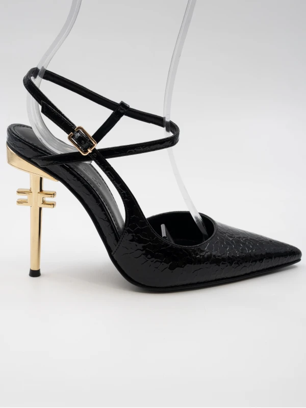 GOLD METAL TOPUK DETAYLI TOPUKLU SİYAH