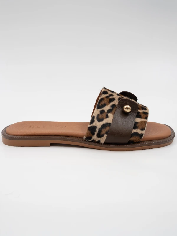 GOLD TOKA DETAYLI DERİ TERLİK LEOPAR