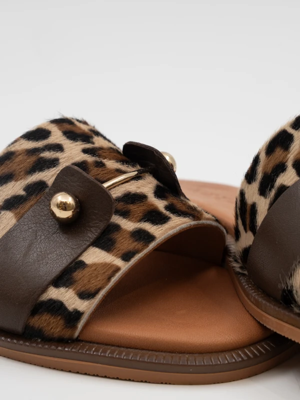 GOLD TOKA DETAYLI DERİ TERLİK LEOPAR