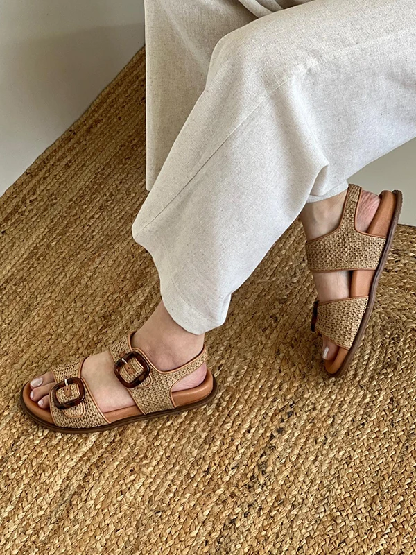 HASIR DERİ SANDALET NUDE