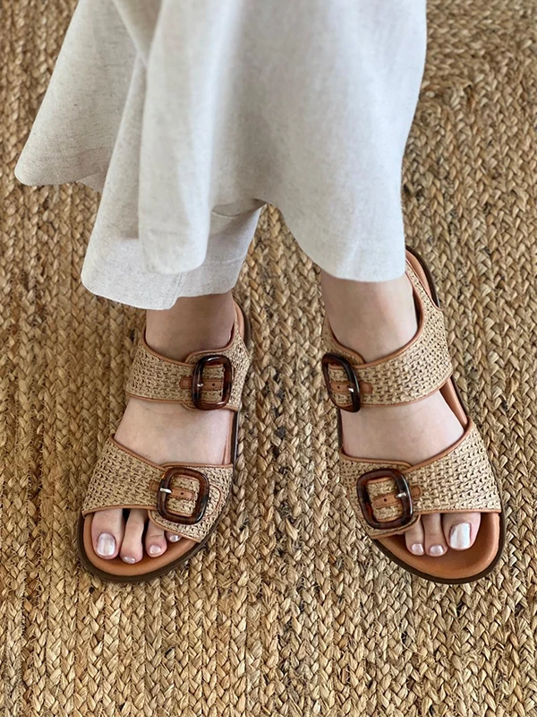 HASIR DERİ SANDALET NUDE