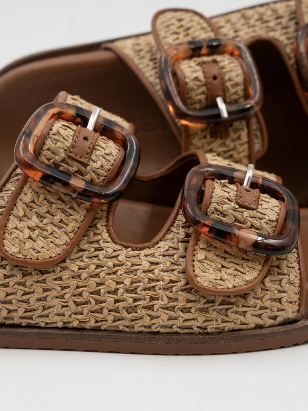 HASIR DETAYLI DERİ TERLİK TABA