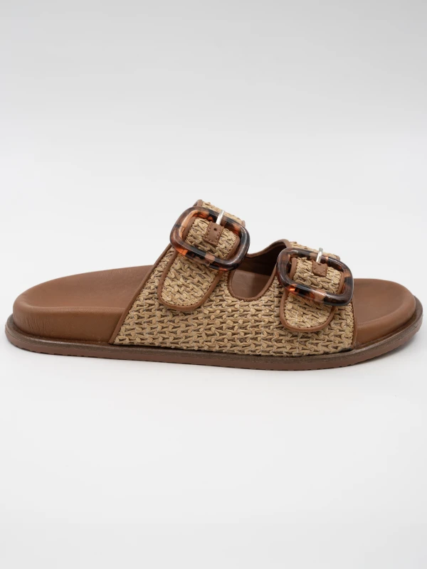 HASIR DETAYLI DERİ TERLİK TABA