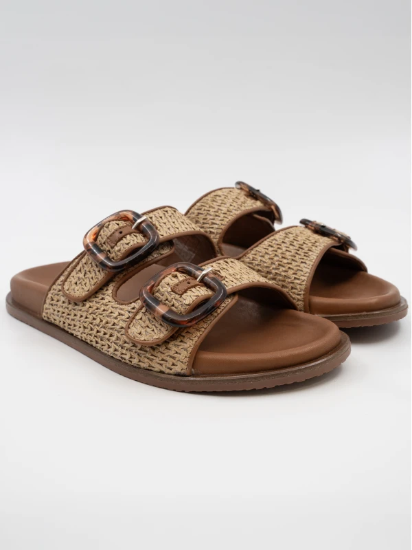 HASIR DETAYLI DERİ TERLİK TABA