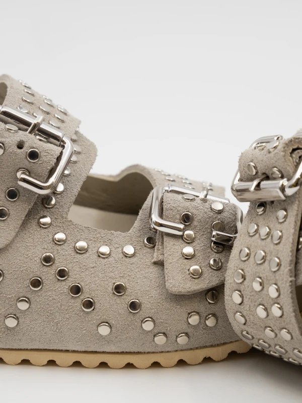 KADIN ZIMBA DETAYLI SÜET DERİ TERLİK BEJ