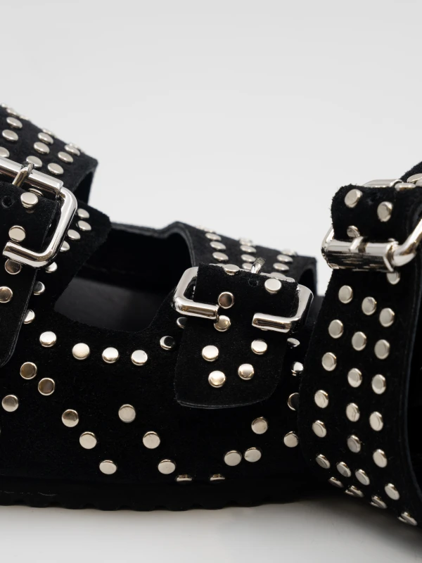 KADIN ZIMBA DETAYLI SÜET DERİ TERLİK SİYAH