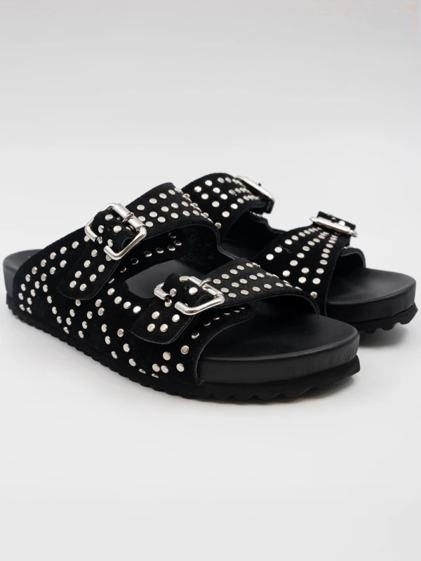 KADIN ZIMBA DETAYLI SÜET DERİ TERLİK SİYAH