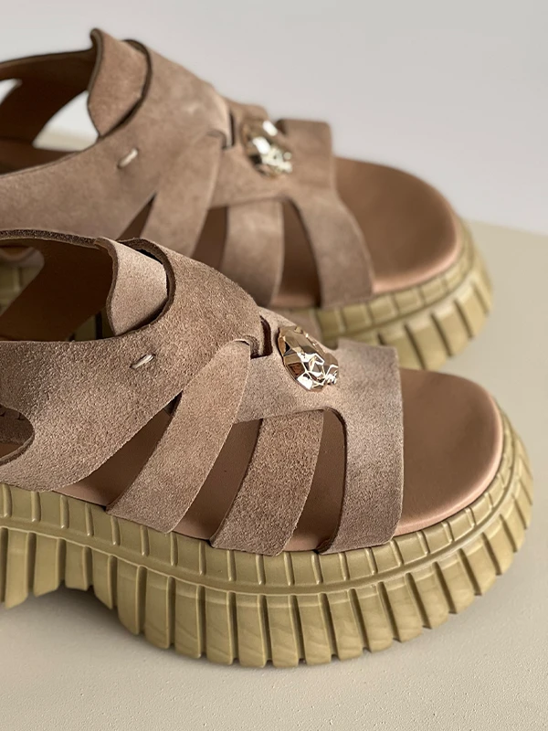 KALIN TABAN DERİ SANDALET BEJ