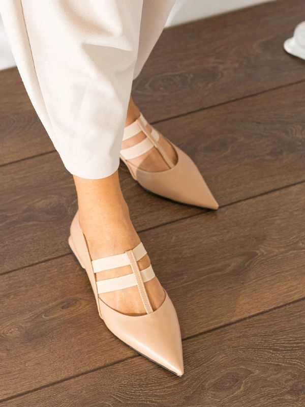 KISA TOPUK ÖN ÇİFT LASTİK DETAY NUDE