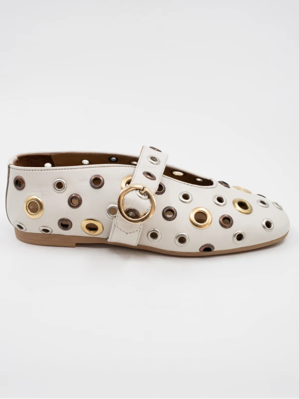 KUŞ GÖZÜ DERİ BABET BEYAZ