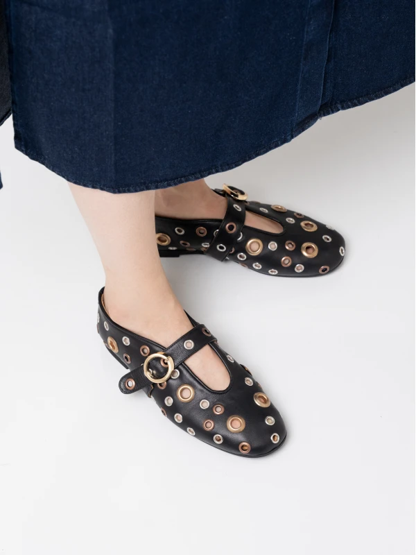 KUŞ GÖZÜ DERİ BABET SİYAH