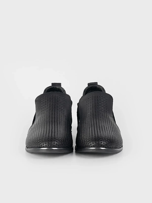 LAZER KESİM HAKİKİ DERİ SANDALET SİYAH