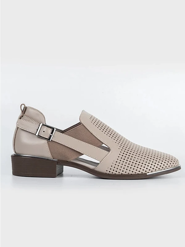 LAZER KESİM HAKİKİ DERİ SANDALET VİZON