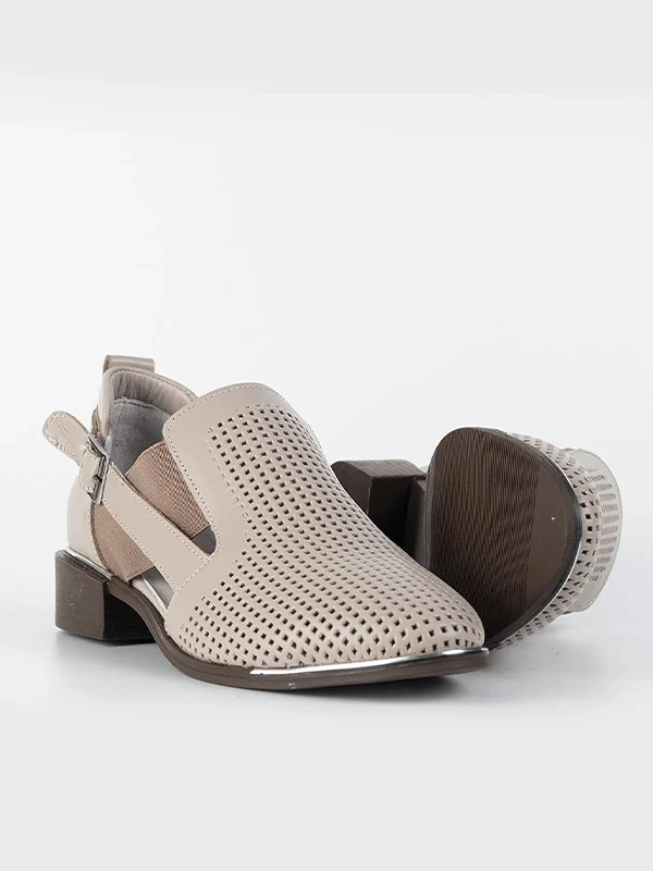 LAZER KESİM HAKİKİ DERİ SANDALET VİZON