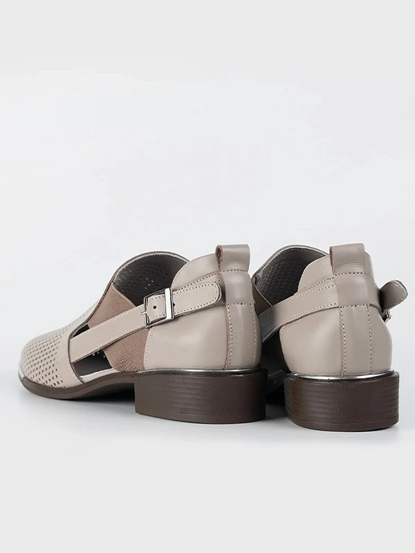 LAZER KESİM HAKİKİ DERİ SANDALET VİZON