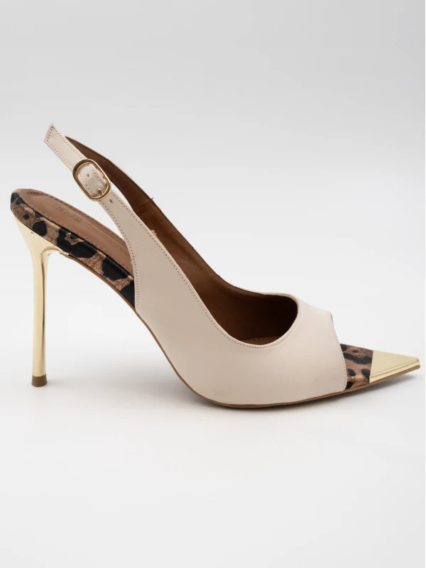 MAT SATEN GOLD DETAYLI TOPUKLU BEJ