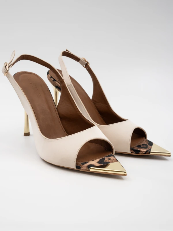 MAT SATEN GOLD DETAYLI TOPUKLU BEJ