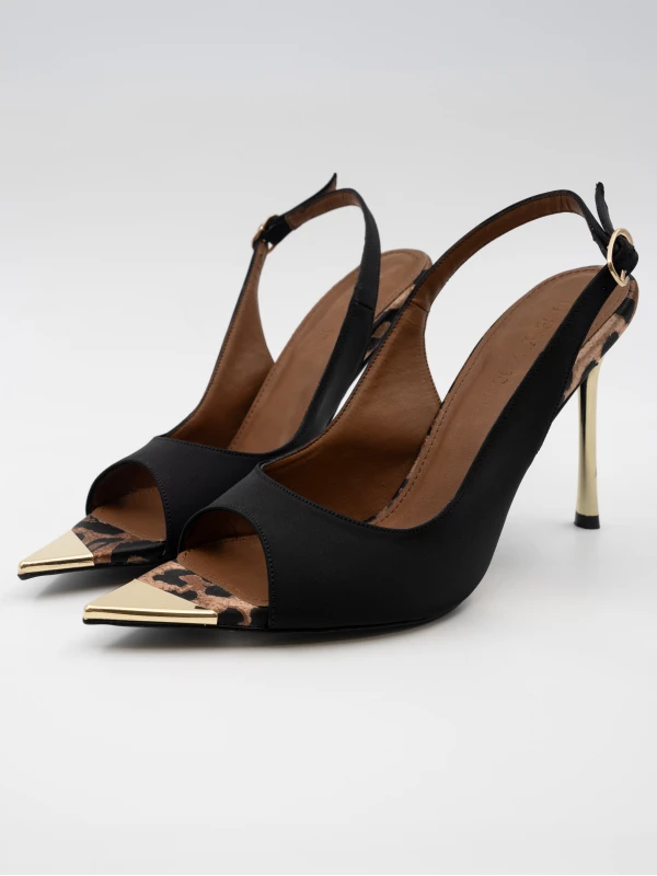 MAT SATEN GOLD DETAYLI TOPUKLU SİYAH