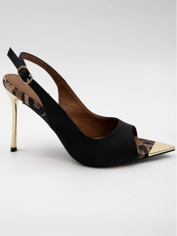 MAT SATEN GOLD DETAYLI TOPUKLU SİYAH