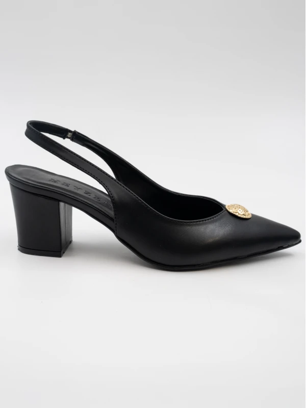 Mat Vegan Deri Topuklu SİYAH