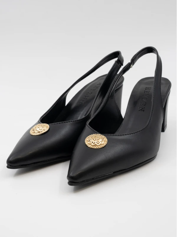 Mat Vegan Deri Topuklu SİYAH