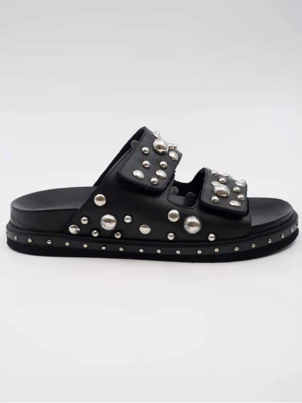 METAL DETAYLI CIRTLI DERİ TERLİK SİYAH