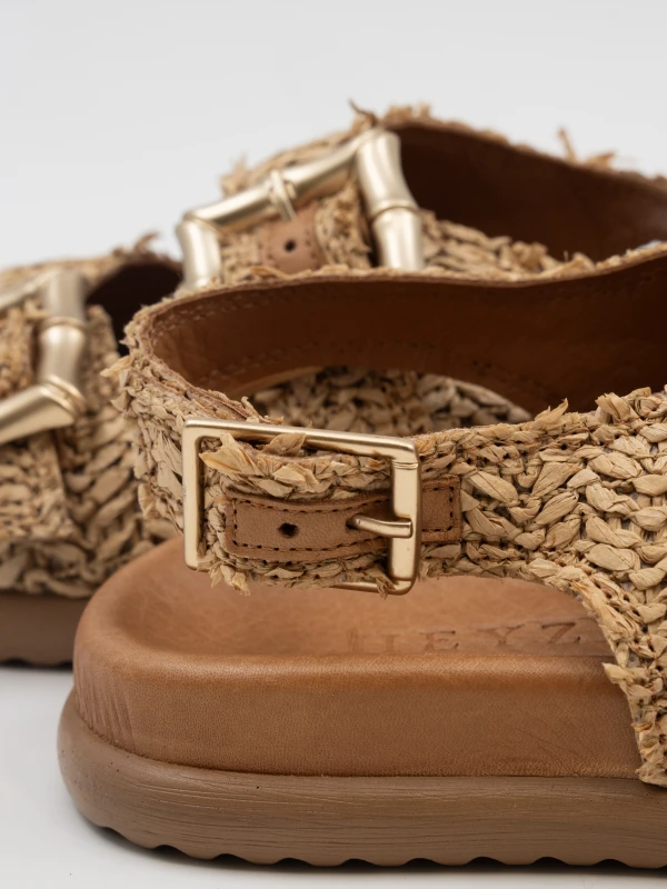 NATURAL HASIR DERİ SANDALET TABA