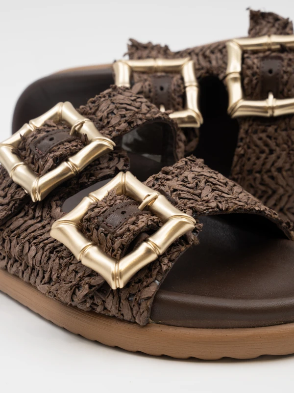 NATURAL HASIR DERİ TERLİK KAHVE