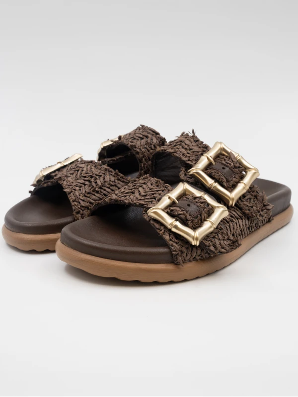 NATURAL HASIR DERİ TERLİK KAHVE