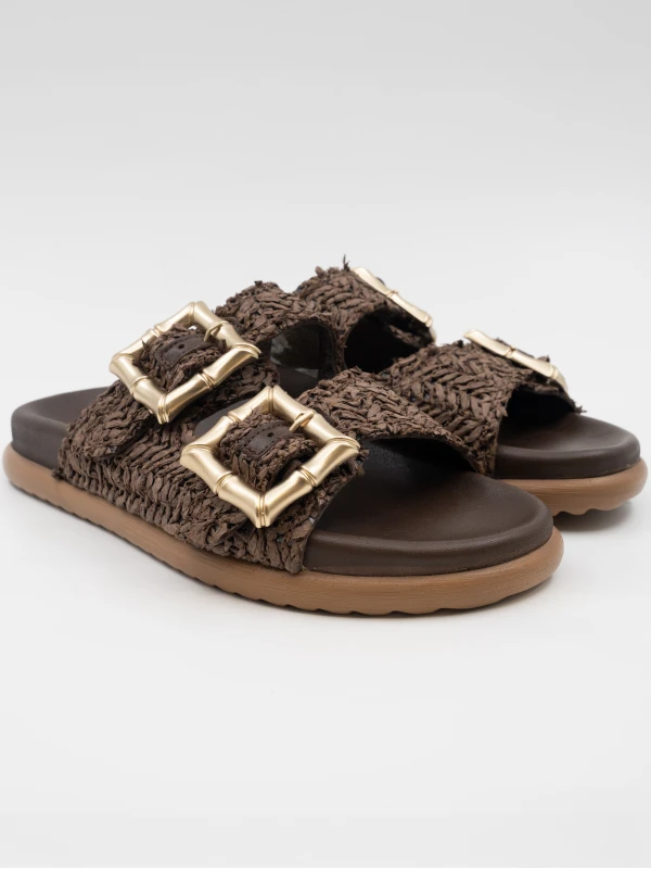 NATURAL HASIR DERİ TERLİK KAHVE