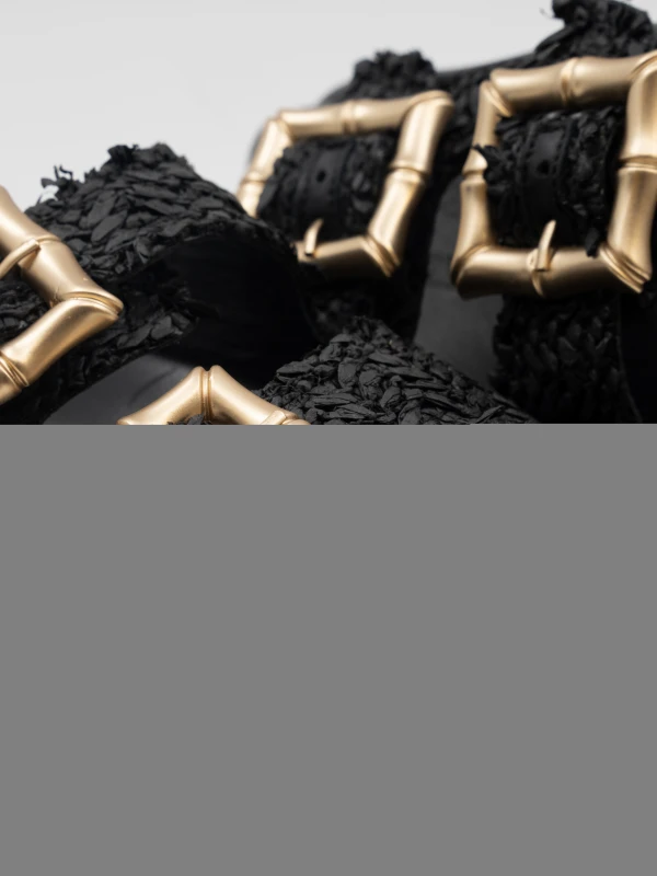 NATURAL HASIR DERİ TERLİK SİYAH