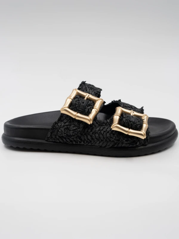 NATURAL HASIR DERİ TERLİK SİYAH