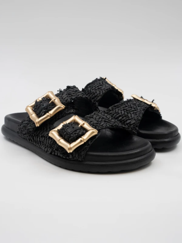 NATURAL HASIR DERİ TERLİK SİYAH