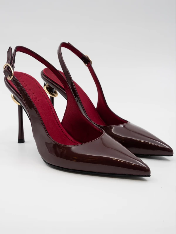 ÖKÇE GOLD TOKA DETAYLI TOPUKLU BORDO