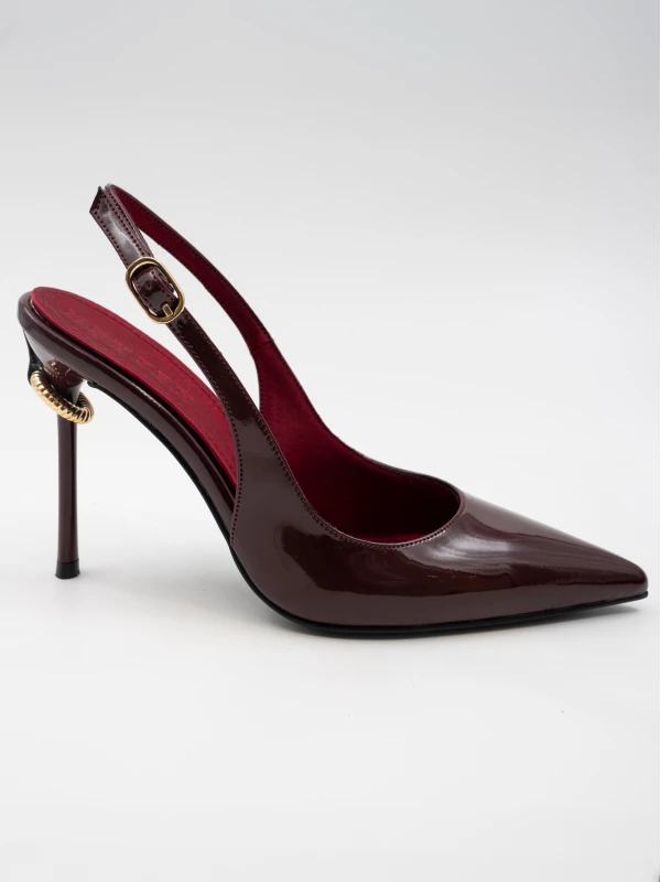 ÖKÇE GOLD TOKA DETAYLI TOPUKLU BORDO