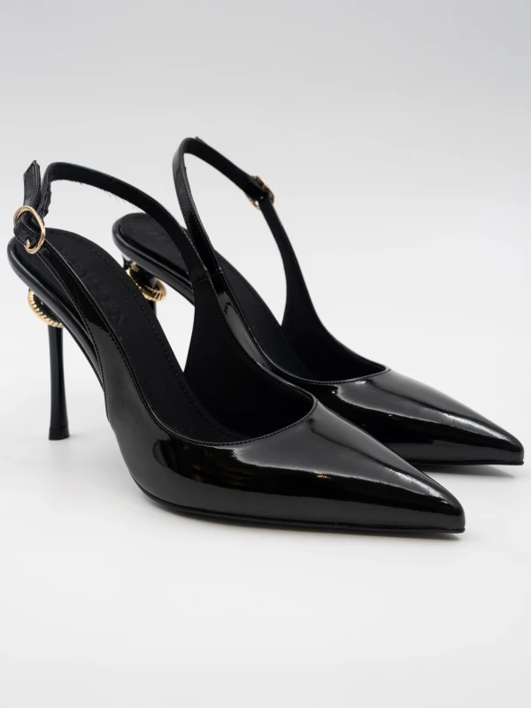 ÖKÇE GOLD TOKA DETAYLI TOPUKLU SİYAH