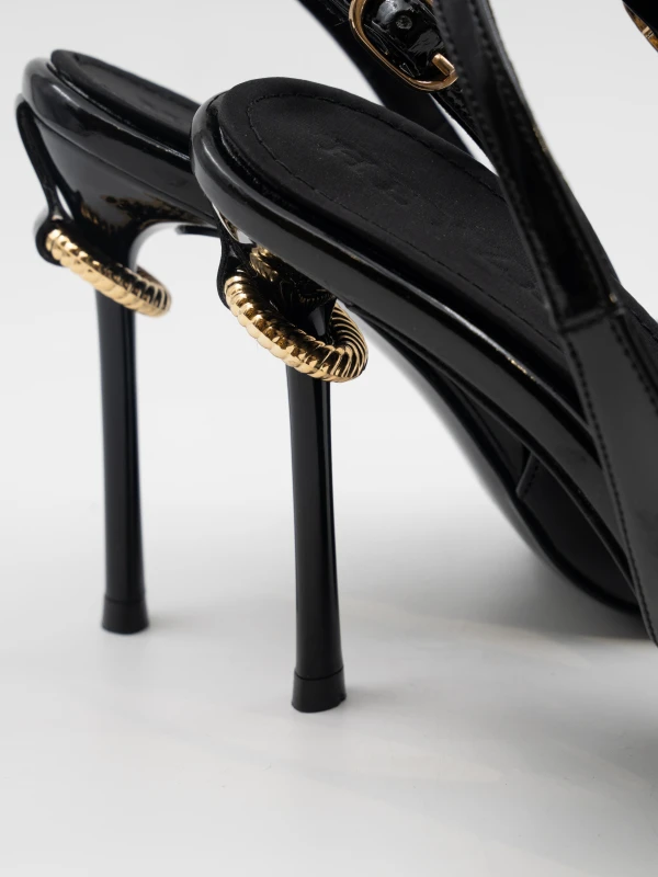 ÖKÇE GOLD TOKA DETAYLI TOPUKLU SİYAH