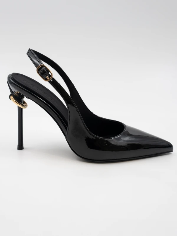 ÖKÇE GOLD TOKA DETAYLI TOPUKLU SİYAH