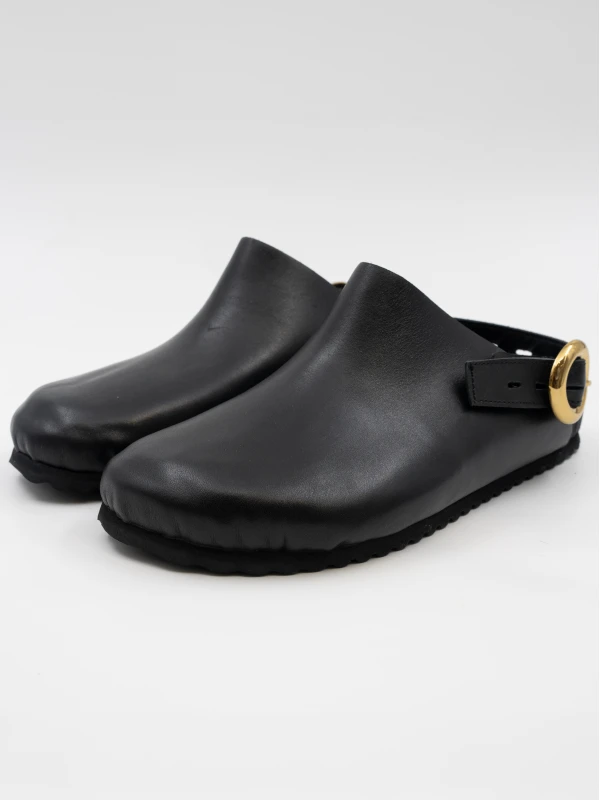 Önü Kapalı Kadın Deri Sandalet SİYAH