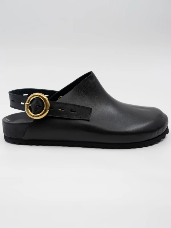 Önü Kapalı Kadın Deri Sandalet SİYAH