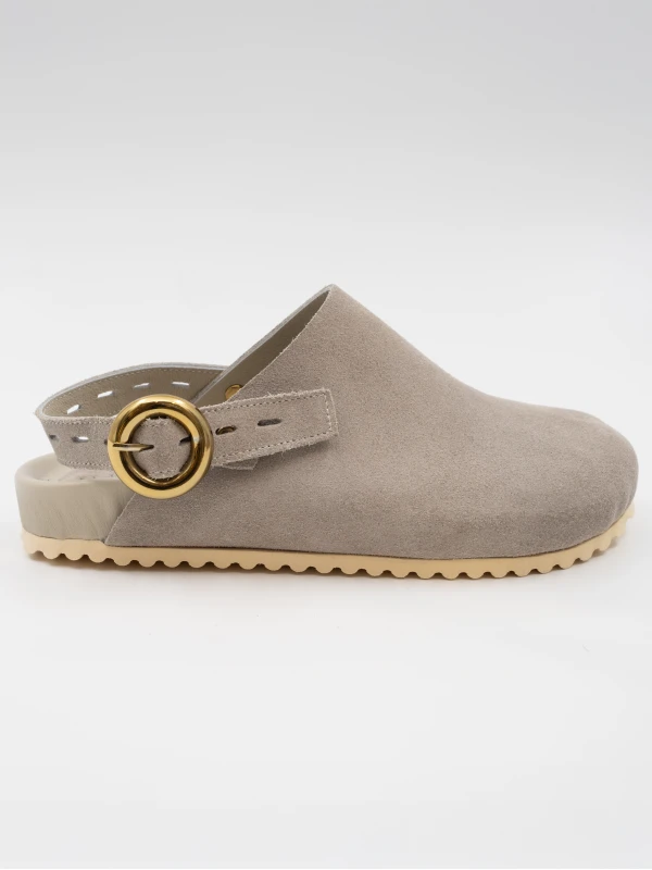 Önü Kapalı Kadın Süet Deri Sandalet VİZON