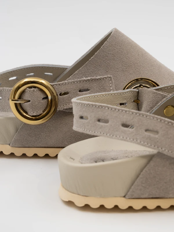 Önü Kapalı Kadın Süet Deri Sandalet VİZON