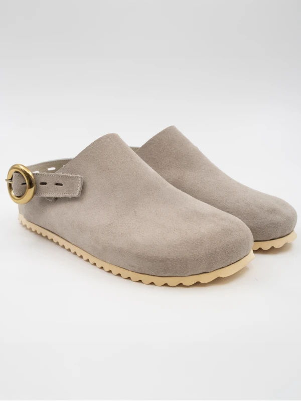 Önü Kapalı Kadın Süet Deri Sandalet VİZON