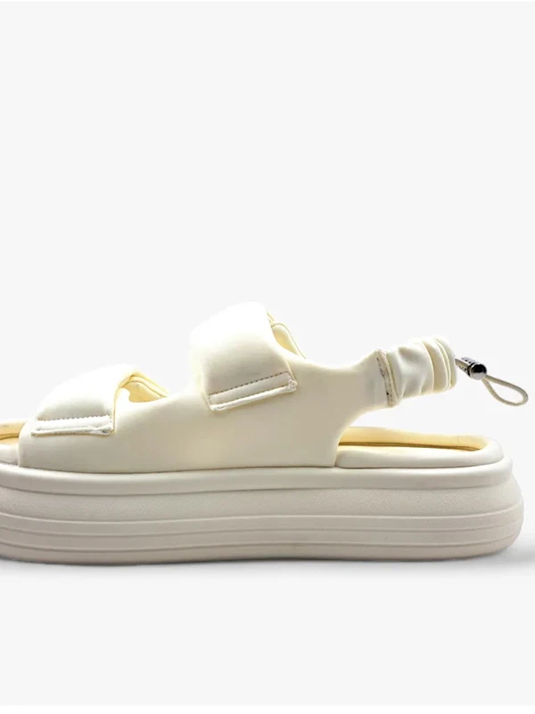 PARAŞÜT KUMAŞ BANT DETAYLI SANDALET KREM