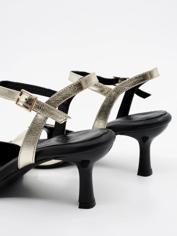 RUGAN DERİ KEMER DETAYLI TOPUKLU GOLD